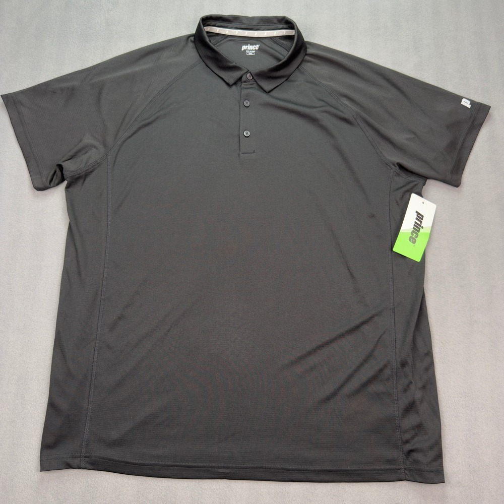 Prince Match Core Polo XXL Black Mens Tennis Shirt UPF 30 Wicking